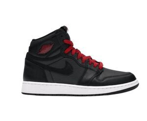 NWD NIKE Air Jordan 1 Retro High 'Black Satin Gym Red Black' Sneakers Size 5.5Y/